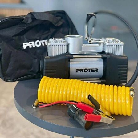 Proter PR 265 P2 Çift Piston Lastik Şişirme Bez Çantalı 12V 150PSI - P3KR217