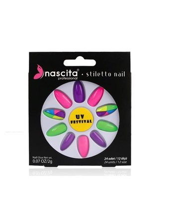 Nascita Stıletto Takma Tırnak Neon Desing -021