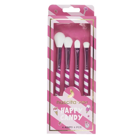 Nascita Happy Candy Pembe Göz Makyaj Fırça Seti 4'lü NASBRUSHSET108