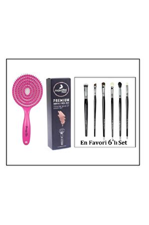 Nascita Pro11 Lollipop Açma/Tarama Fırçası Pembe & Premıum NasBrushSet110 Makyaj Fırça Seti 6'lı