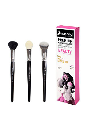 Nascita En Sevilen Beauty Magazine 3'lü Premium Yüz Makyaj Fırça Seti SET154 Nas 284 - 286 - 287