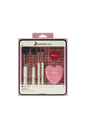 4'Lü Makyaj Fırçası & 2'Li Puf Seti - 163