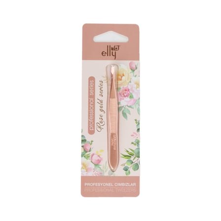 Elly Rose Gold Series Profesyonel Eğimli Cımbız Kaş Alma ve Tüy Temizleme Cımbızı