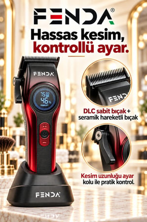 Fenda Profesyonel Saç Kesme Makinesi Kırmızı