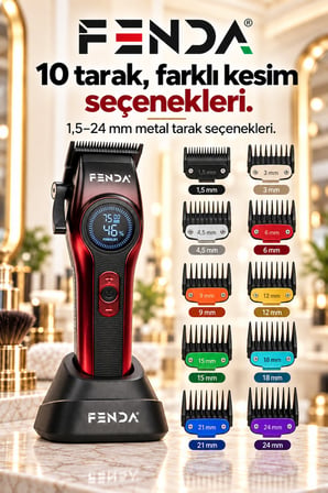 Fenda Profesyonel Saç Kesme Makinesi Kırmızı
