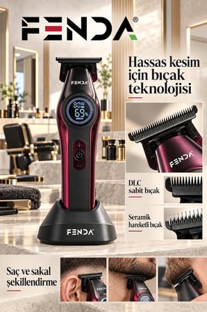 Fenda Profesyonel BLDC Motor 8000 RPM Tıraş Makinesi Kırmızı