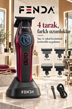 Fenda Profesyonel BLDC Motor 8000 RPM Tıraş Makinesi Kırmızı
