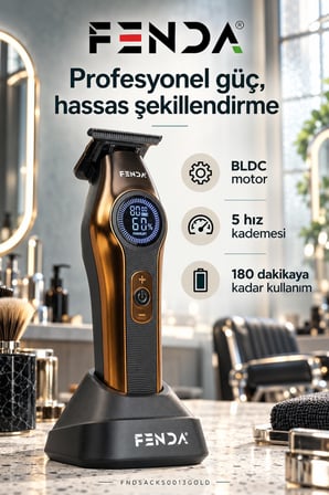 Fenda Profesyonel BLDC Motor 8000 RPM Tıraş Makinesi Altın