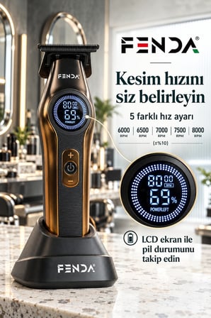 Fenda Profesyonel BLDC Motor 8000 RPM Tıraş Makinesi Altın