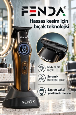 Fenda Profesyonel BLDC Motor 8000 RPM Tıraş Makinesi Altın