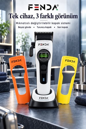 Fenda Profesyonel BLDC Motor 8000 RPM Saç Kesme Makinesi Beyaz