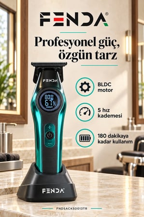 Fenda Profesyonel BLDC Motor 8000 RPM Tıraş Makinesi Turkuaz
