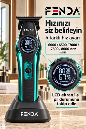 Fenda Profesyonel BLDC Motor 8000 RPM Tıraş Makinesi Turkuaz