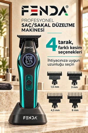 Fenda Profesyonel BLDC Motor 8000 RPM Tıraş Makinesi Turkuaz