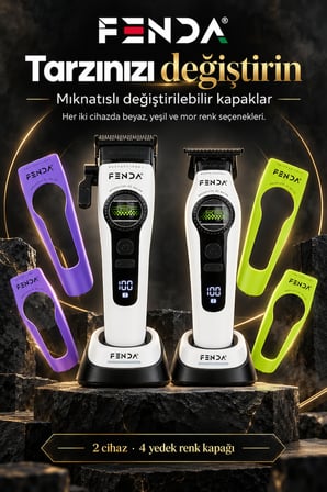 Fenda Profesyonel Şarjlı BLDC Motor 8000 RPM Tıraş Makinesi Seti 2'li Beyaz