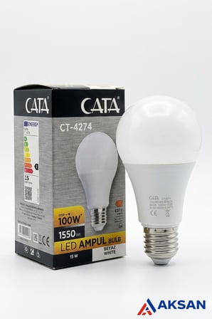 CT-4274 15W E27 LED Ampul 6400K Beyaz Işık – 1550 Lümen, Yüksek Işık Gücü