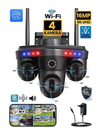 Avenir AV-S316 4 Kameralı 16MP 3 PTZ Dönebilen Wifi Sesli Kamera