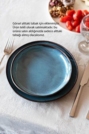 Mavi Stoneware Seramik El Yapımı Tabak