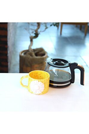 Papatyalı El Yapımı Seramik Kupa Mug (KULPLU)