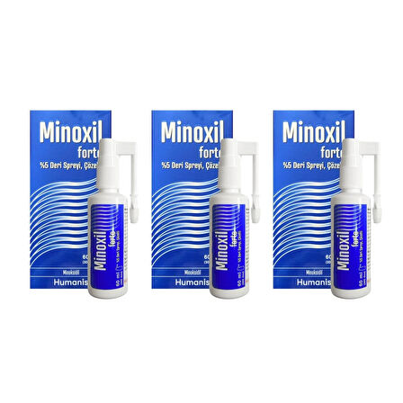 Minoxil Forte %5 60 ml Deri Bakım Spreyi 3 kutu Avantajlı Paket