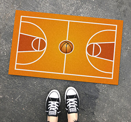 Basketbol Tasarım Kapı Önü ve Ev İçi Paspas 45x75 cm