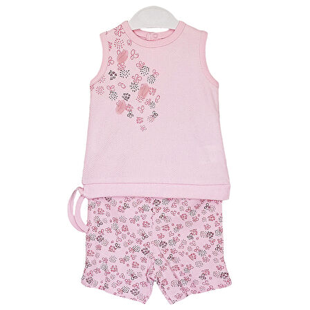 Bibaby Pink Clover Şortlu Bebek Takımı - 2 li - Pembe