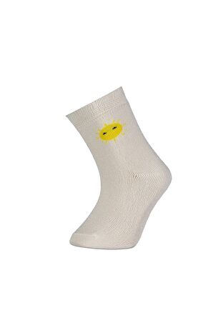 Bibaby Desenli Bamboo 2Li Çorap 68384 Sarı-Ekru