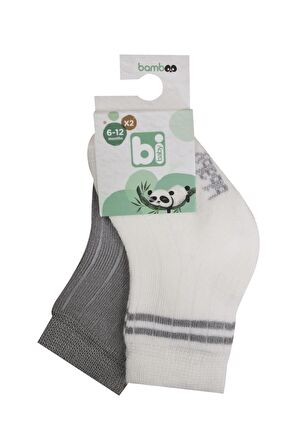 Bibaby Derby Bamboo 2Li Çorap 68386 Ekru Gri