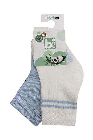 Bibaby Derby Bamboo 2Li Çorap 68386 Ekru Mavi