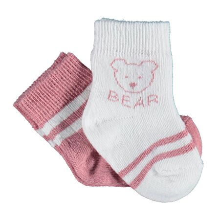 Bibaby Biorganic Bear 2'Li Kız Çorap 68412 Gül Kurusu