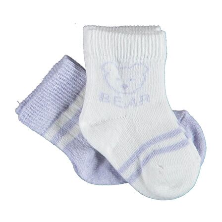 Bibaby Biorganic Bear 2'Li Kız Çorap 68412 Lila