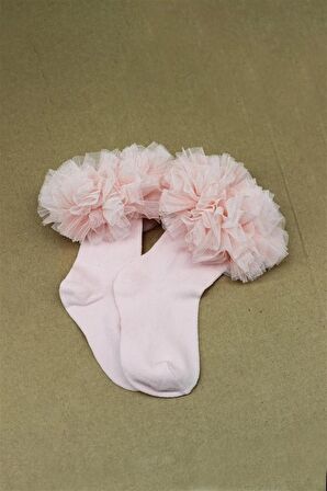 Bibaby Organik Çorap Soket New Tulle Pembe