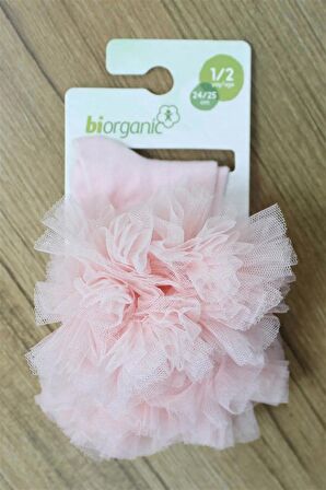 Bibaby Organik Çorap Soket New Tulle Pembe