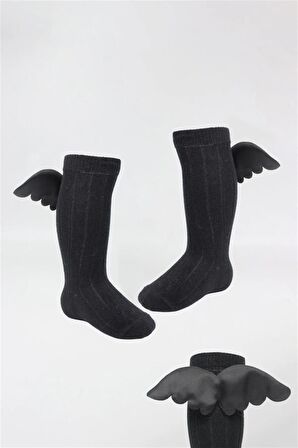 Bibaby Organik Dizaltı Çorabı New Angel Siyah