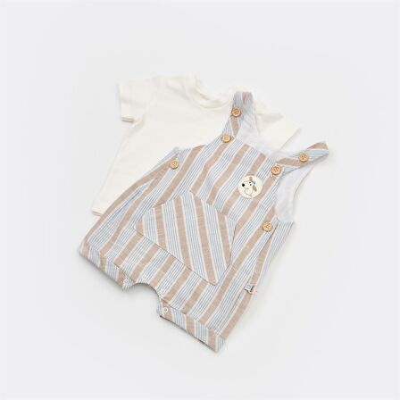 Bibaby Salopet Tulum Stripe Sytle Bej - Mavi