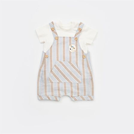 Bibaby Salopet Tulum Stripe Sytle Bej - Mavi