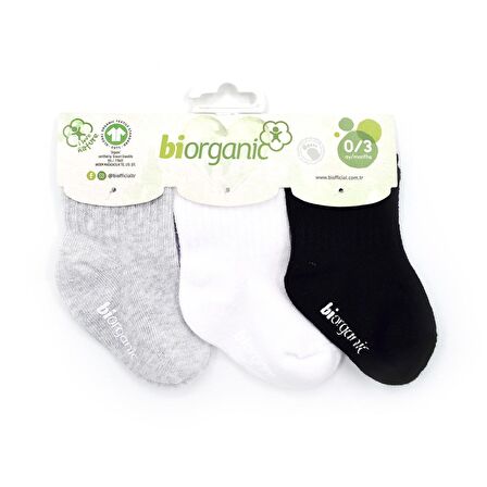 Biorganic Kaymaz Basic 3'lü Bebek Çorabı 68484