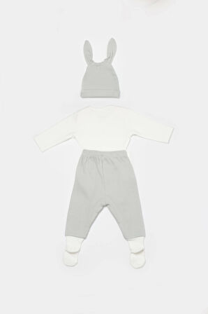 Bibaby Biorganic Bunny 3'Lü Bebek Takım 73326 Gri