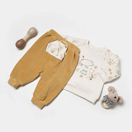 Bibaby Wild Forest 2'li Bebek Takım 59811 Hardal Bej