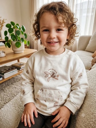 Bibaby Organik Sweatshirt Love Our Earth Mocha 2 YAŞ