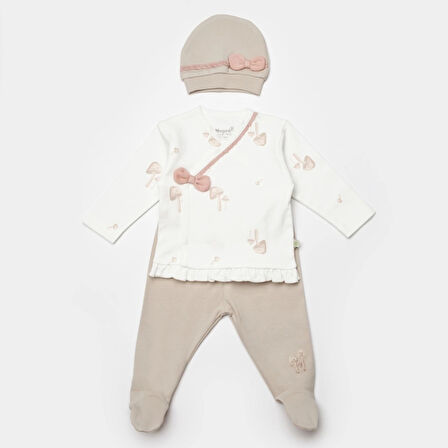 Bibaby Biorganic Sweet Lady Bebek 3'lü Zıbın Takım 73347 Light Beige