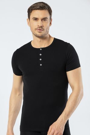 Erkek Bisiklet Yaka Düğmeli Kısa Kol Fit T-shirt