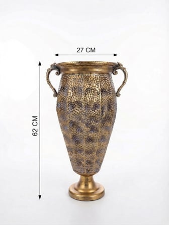 METAL DEKORATİF ANTİK GOLD VAZO  63 x 27 CM