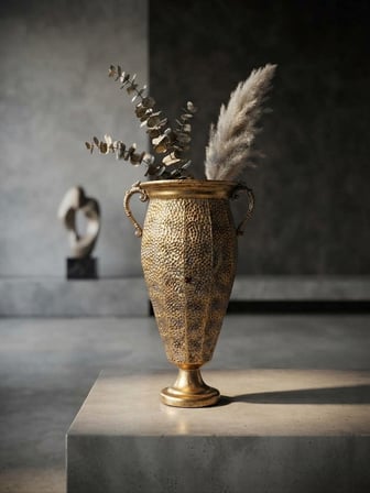 METAL DEKORATİF ANTİK GOLD VAZO  63 x 27 CM