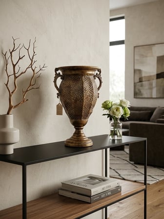 METAL ANTİK GOLD DEKORATİF VAZO 43 X 24 CM