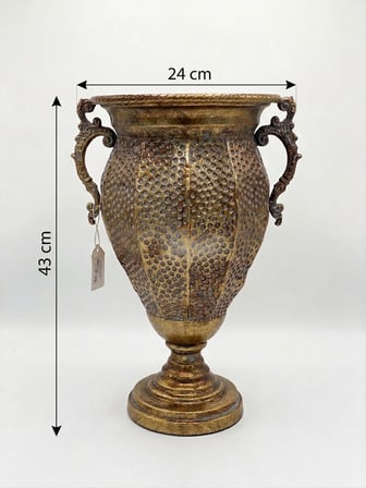 METAL ANTİK GOLD DEKORATİF VAZO 43 X 24 CM
