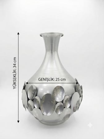 METAL DEKORATİF VAZO BÜYÜK 34 x 25 cm