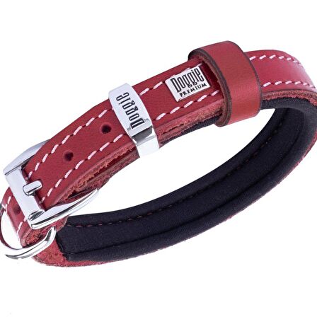 Doggie Konfor Deri Sade Boyun Tasması Kırmızı 1,5x20 25 Cm 