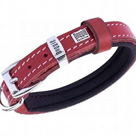 Doggie Konfor Deri Sade Boyun Tasması Kırmızı 1,5x25 30 Cm 