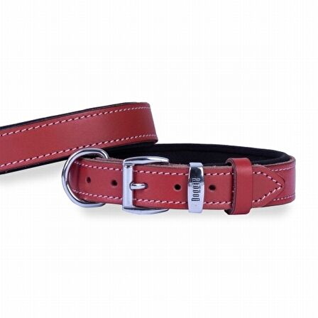 Doggie Konfor Deri Sade Boyun Tasması Kırmızı 3x42 50 Cm 